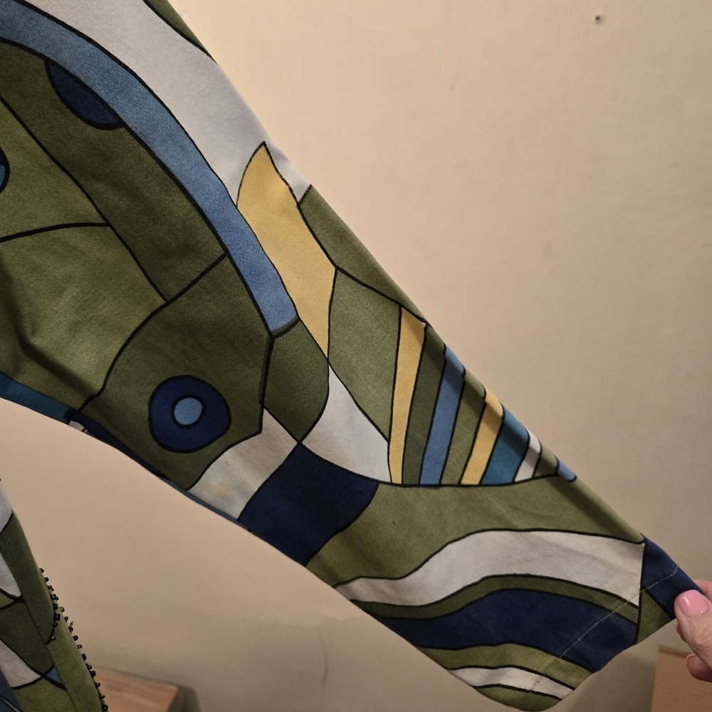 Patchwork Blue and Green Beaded Jean Jacket. 20x25 - Picture 4 of 10